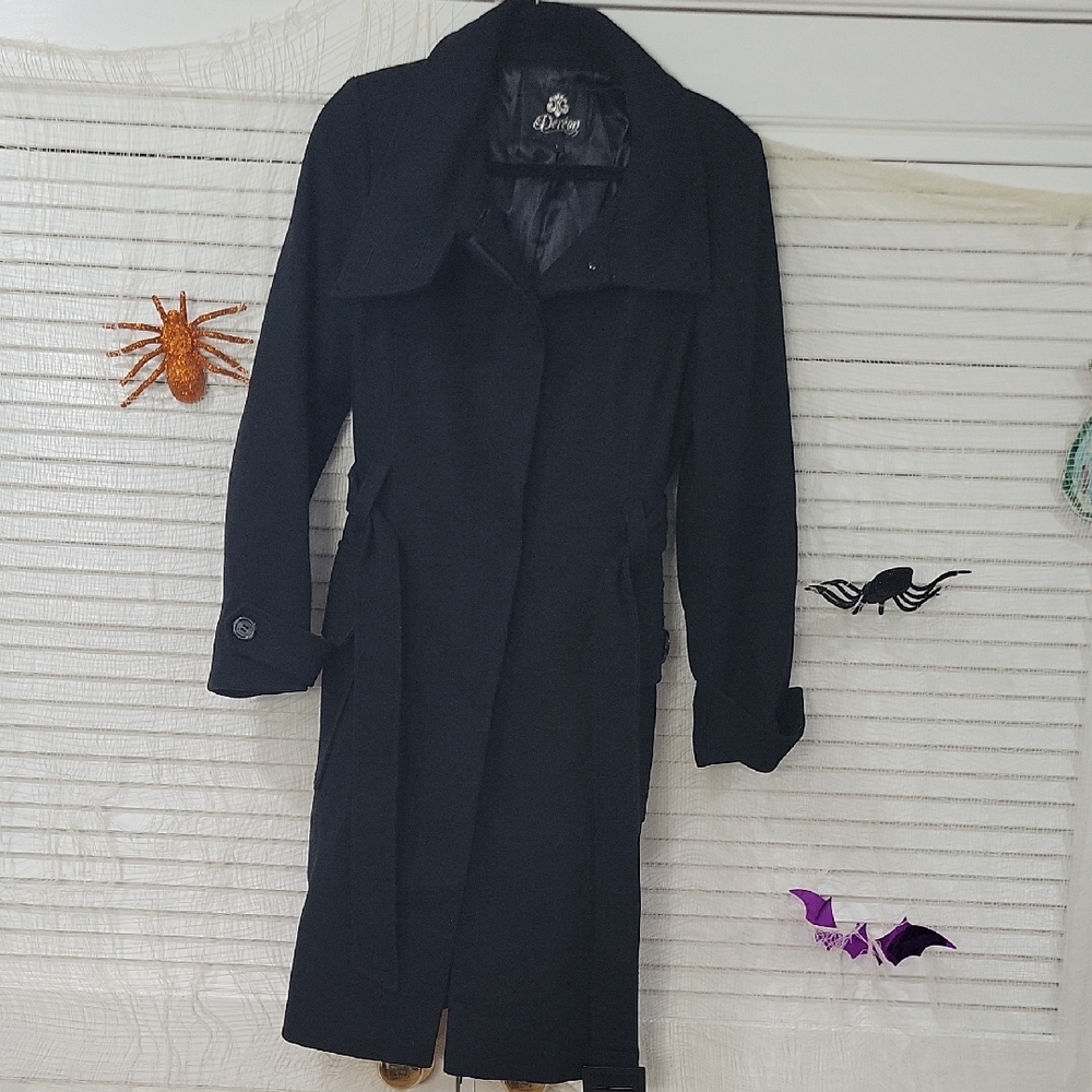 Vintage Beyonce House Of Deréon Long Black Wool Pea Coat Size L
